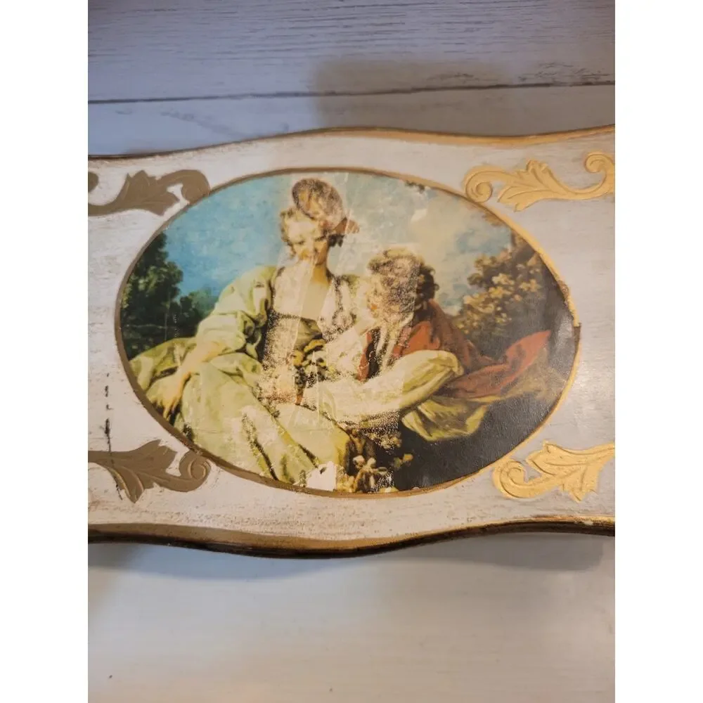 VINTAGE ITALIAN STYLE TOLE FLORENTINE WOOD JEWELRY MUSIC BOX - JAPAN